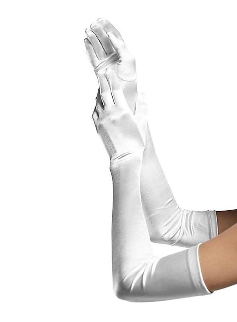 SACASUSA 23" Long Party Bridal Dance Gloves A Grade Quality in White