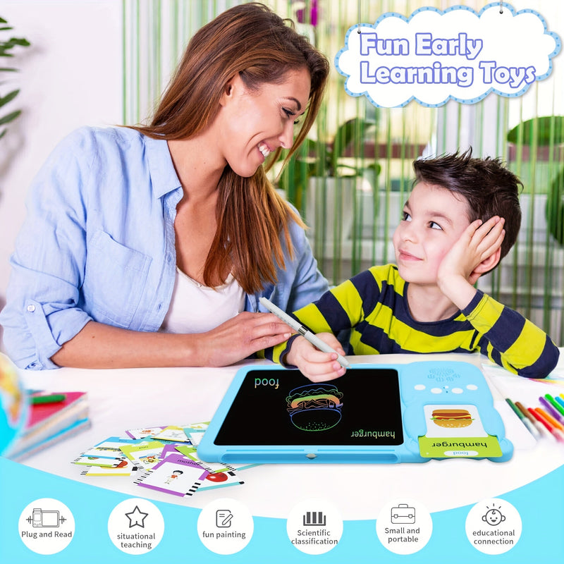 510 Palabras Tarjetas Flash Parlantes Tableta De Escritura LCD Para Niños, Tablero De Dibujo Pad Juguete Para Niños Niñas Niños Regalos De Cumpleaños, Preescolar Montessori Terapia Del Habla Juguetes Para Autismo - SACASUSA