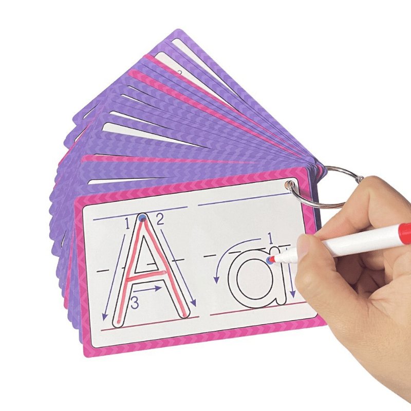 Alfabetización Temprana Divertida: Tarjetas Interactivas de Alfabeto y Palabras CVC + Bolígrafo Reutilizable para Aprendizaje y Práctica de Escritura - SACASUSA