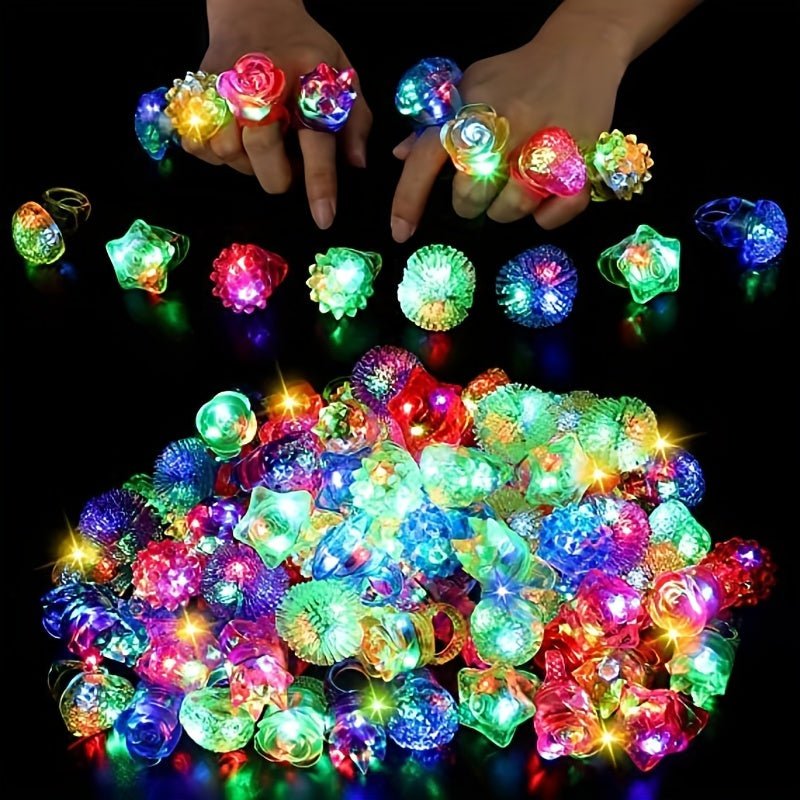 Anillos LED Vibrantes y Destellantes - Seguros y Suaves en Paquetes Múltiples (60/30/15) - Favores de Fiesta Ideales para Todas las Edades - SACASUSA