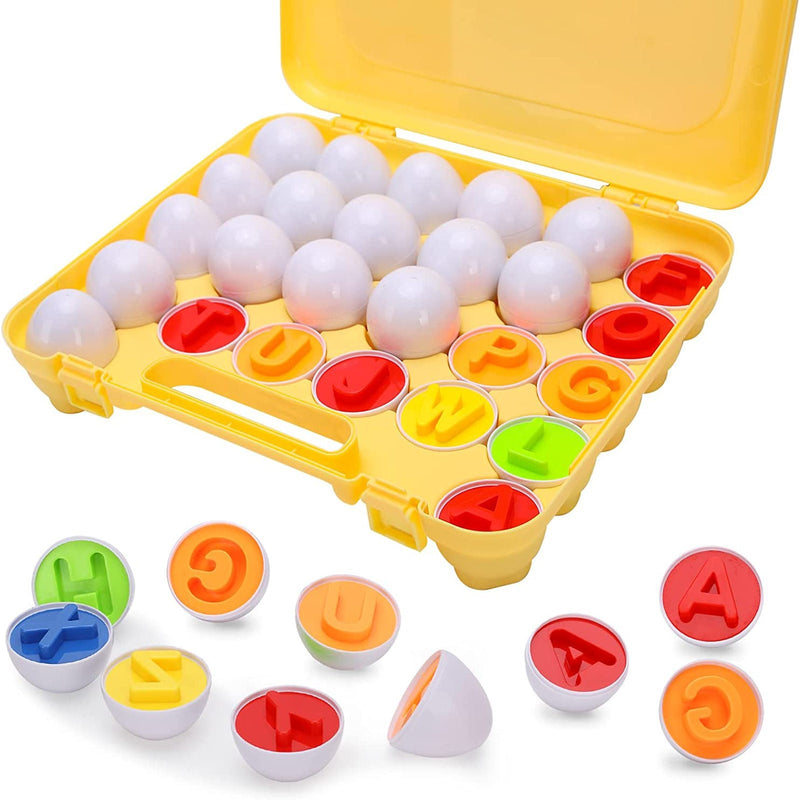 Aprende inglés: Huevos Descubrimiento ABC Montessori: Juego Interactivo de 26 Piezas de Alfabeto y Clasificación de Formas para el Aprendizaje Preescolar | Regalo Ideal de Pascua - SACASUSA