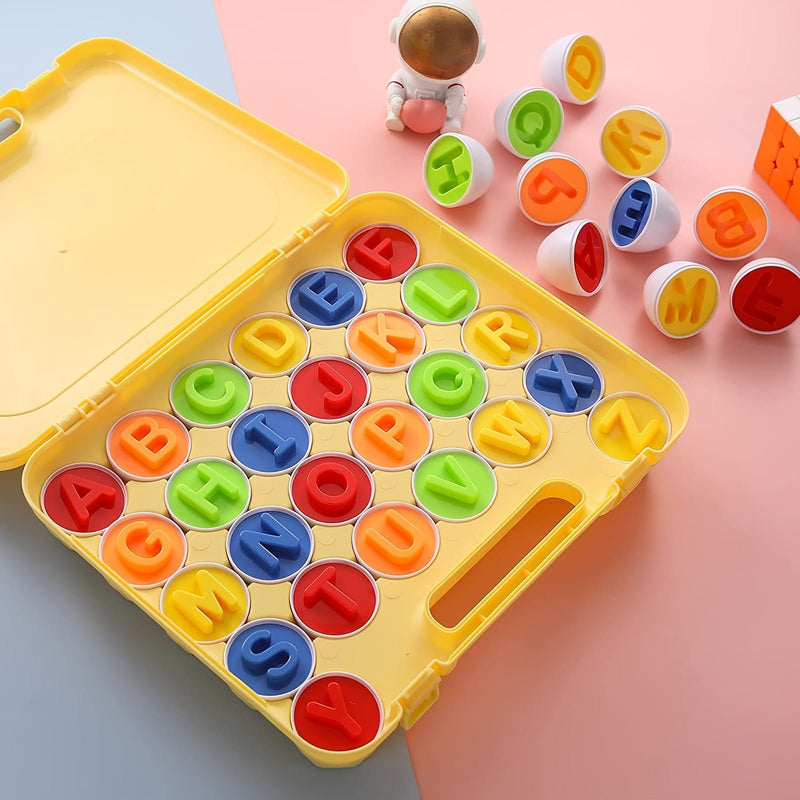 Aprende inglés: Huevos Descubrimiento ABC Montessori: Juego Interactivo de 26 Piezas de Alfabeto y Clasificación de Formas para el Aprendizaje Preescolar | Regalo Ideal de Pascua - SACASUSA