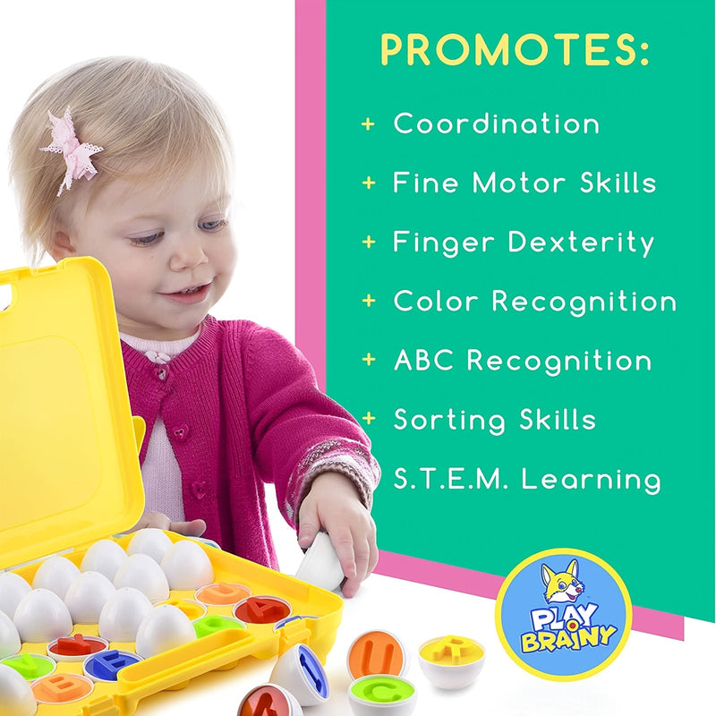 Aprende inglés: Huevos Descubrimiento ABC Montessori: Juego Interactivo de 26 Piezas de Alfabeto y Clasificación de Formas para el Aprendizaje Preescolar | Regalo Ideal de Pascua - SACASUSA