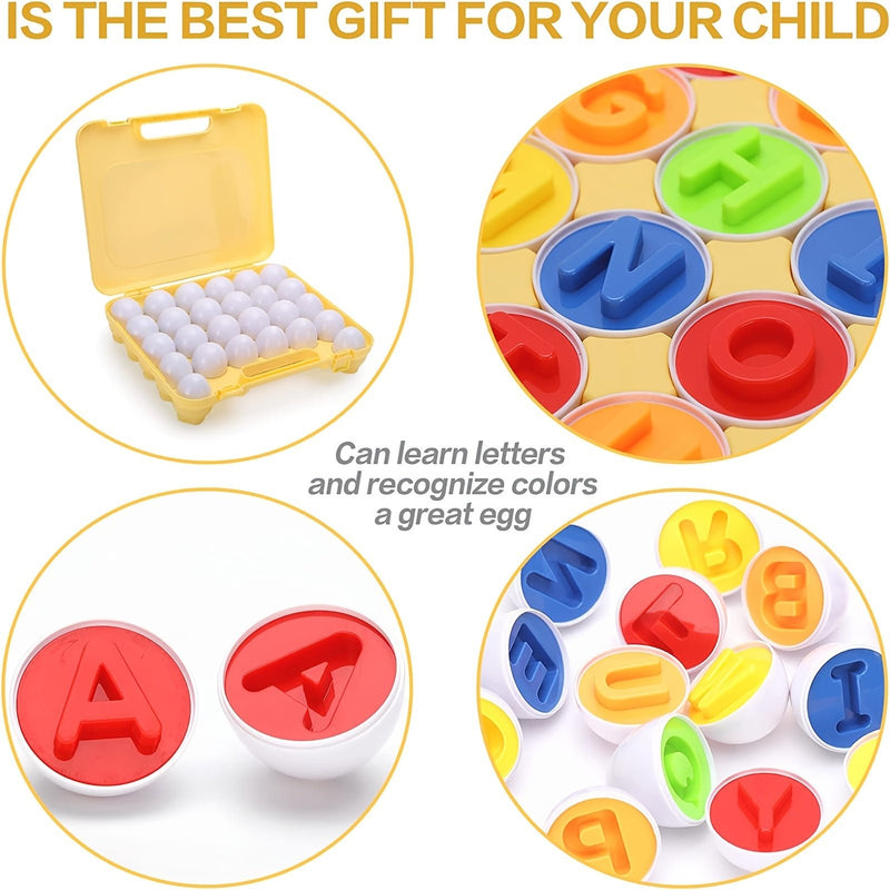 Aprende inglés: Huevos Descubrimiento ABC Montessori: Juego Interactivo de 26 Piezas de Alfabeto y Clasificación de Formas para el Aprendizaje Preescolar | Regalo Ideal de Pascua - SACASUSA