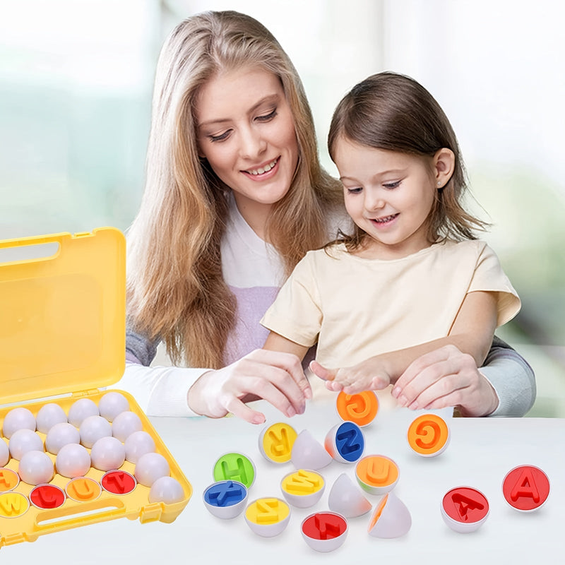 Aprende inglés: Huevos Descubrimiento ABC Montessori: Juego Interactivo de 26 Piezas de Alfabeto y Clasificación de Formas para el Aprendizaje Preescolar | Regalo Ideal de Pascua - SACASUSA