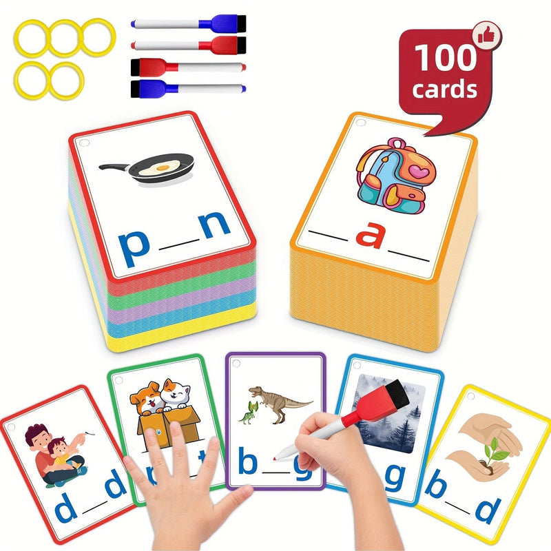 Aprende y Juega: 100 Tarjetas Montessori para Construir Palabras CVC para Niños de 3-8 - Un Regalo Ideal de Lectura y Escritura - SACASUSA