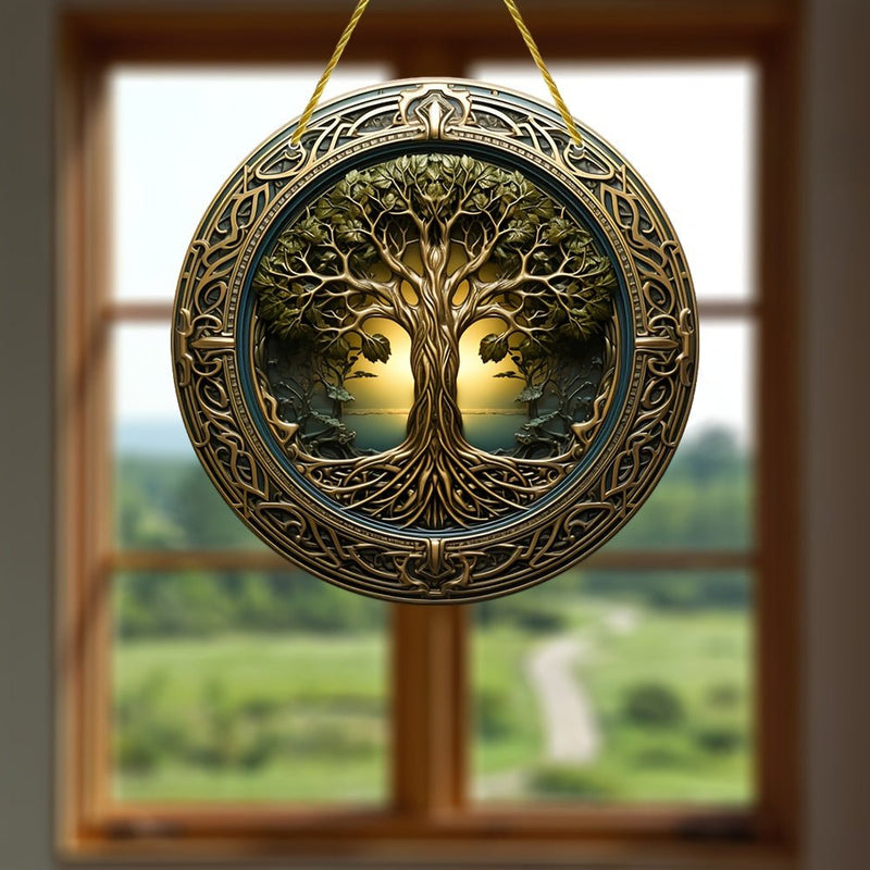 Atrapasol Acrílico Árbol de la Vida – Decoración de Pared Estilo Art Deco, Juego de Luz Radiante, Regalo Espiritual Perfecto (15cm Cuadrado) - SACASUSA