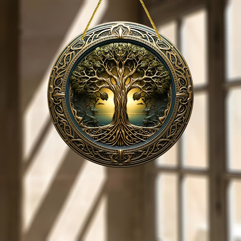 Atrapasol Acrílico Árbol de la Vida – Decoración de Pared Estilo Art Deco, Juego de Luz Radiante, Regalo Espiritual Perfecto (15cm Cuadrado) - SACASUSA