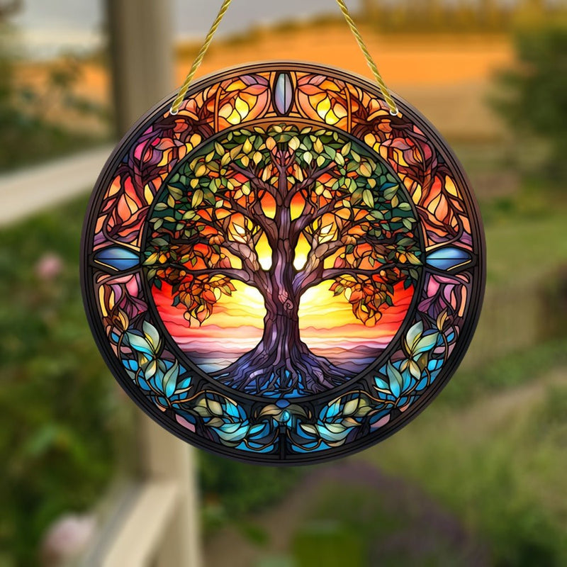 Atrapasol Arte Deco Árbol de la Vida – Acrílico, Decoración Versátil de Ventana y Jardín, para Colgar en Pared (15cm Cuadrado) - SACASUSA