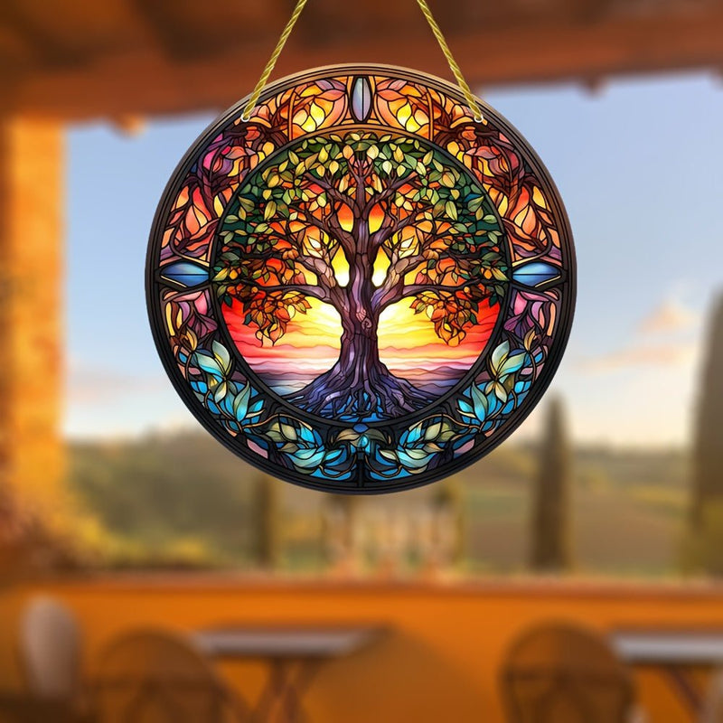 Atrapasol Arte Deco Árbol de la Vida – Acrílico, Decoración Versátil de Ventana y Jardín, para Colgar en Pared (15cm Cuadrado) - SACASUSA