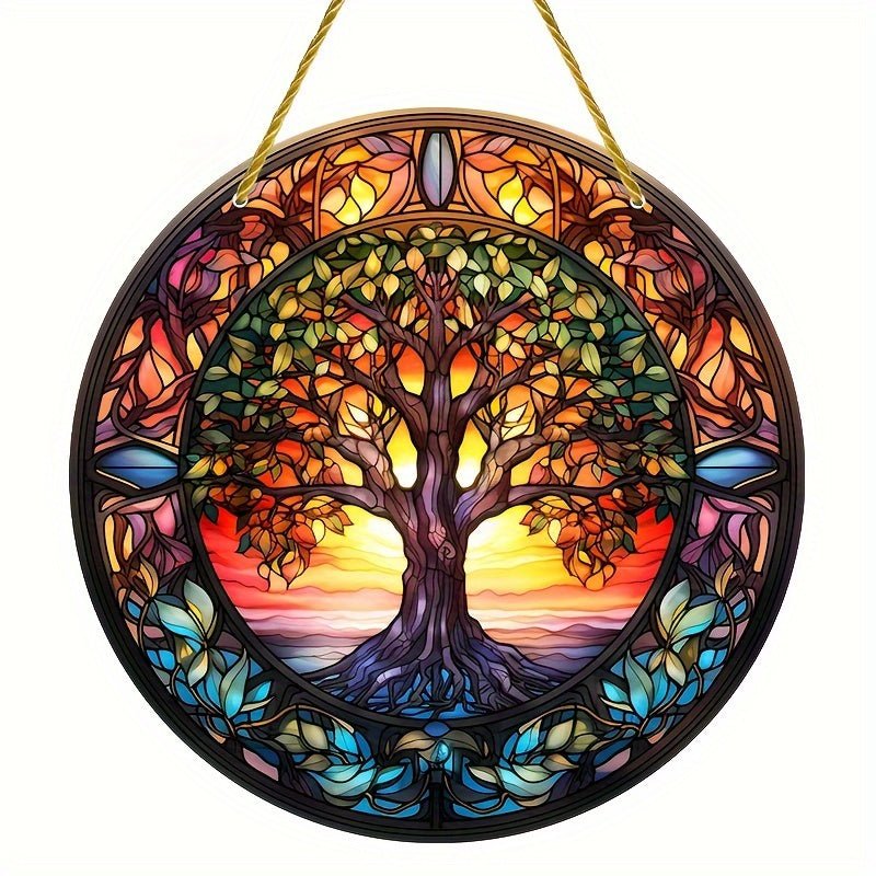 Atrapasol Arte Deco Árbol de la Vida – Acrílico, Decoración Versátil de Ventana y Jardín, para Colgar en Pared (15cm Cuadrado) - SACASUSA