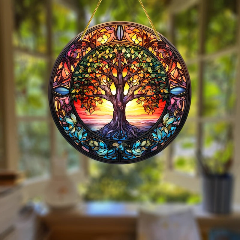 Atrapasol Arte Deco Árbol de la Vida – Acrílico, Decoración Versátil de Ventana y Jardín, para Colgar en Pared (15cm Cuadrado) - SACASUSA