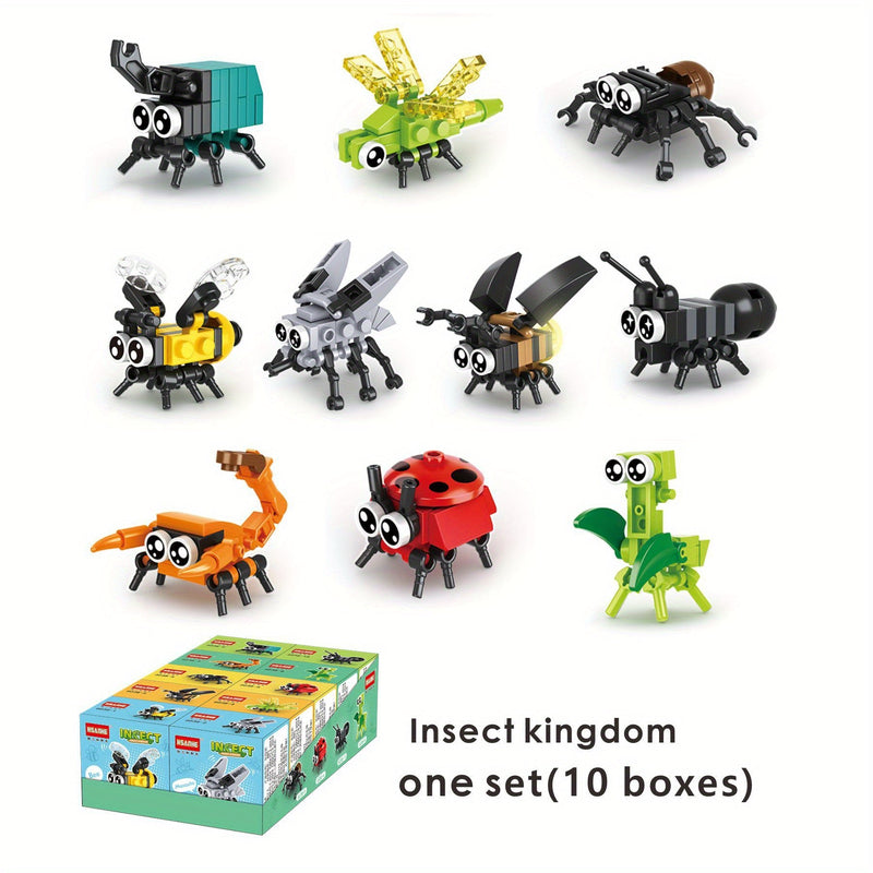 Bloques de Construcción 6-en-1 de Insectos para Niños Curiosos 6-8 - Juego Educativo STEM con Abeja, Mariquita y Más - Kit de ABS Duradero como Regalo Ideal - SACASUSA