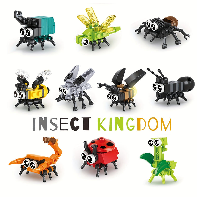 Bloques de Construcción 6-en-1 de Insectos para Niños Curiosos 6-8 - Juego Educativo STEM con Abeja, Mariquita y Más - Kit de ABS Duradero como Regalo Ideal - SACASUSA