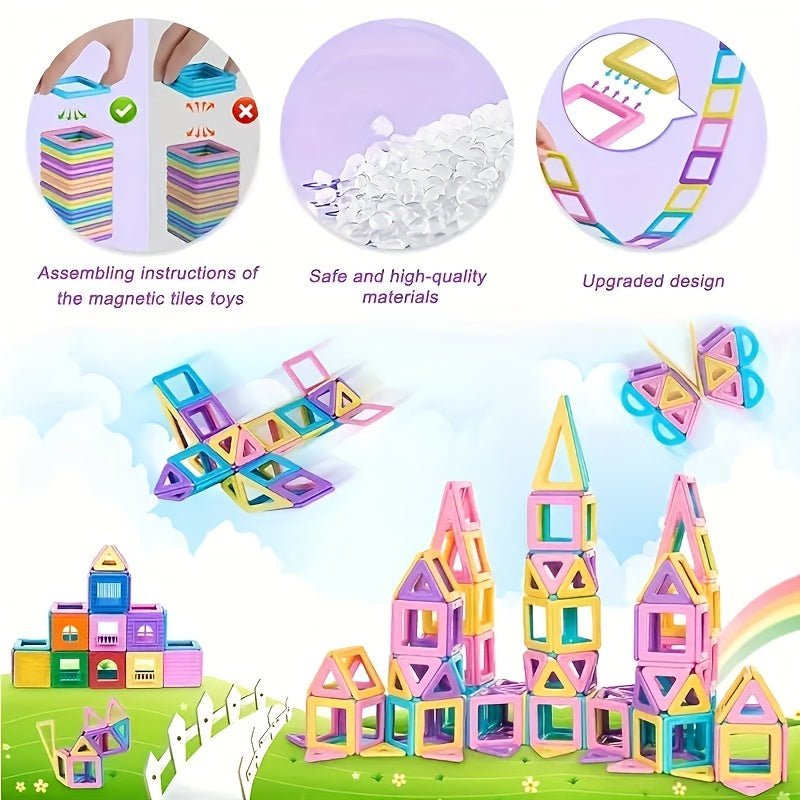 Bloques de Construcción Magnéticos Coloridos - Juguete Educativo STEM - Ideal para Juego Creativo y Aprendizaje - Regalo Perfecto para las Fiestas - SACASUSA