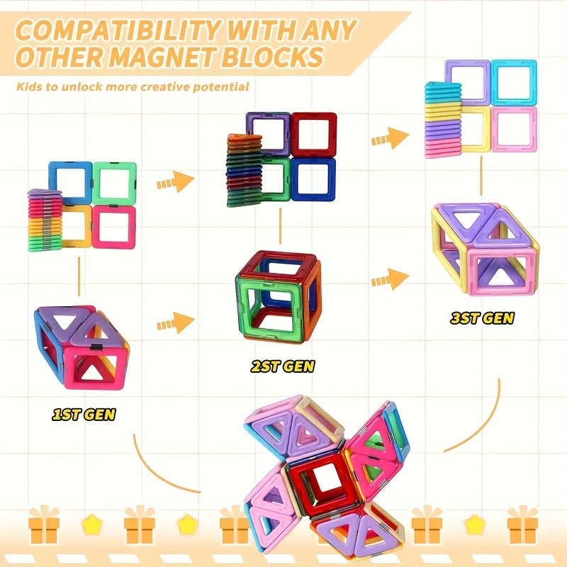 Bloques de Construcción Magnéticos Coloridos - Juguete Educativo STEM - Ideal para Juego Creativo y Aprendizaje - Regalo Perfecto para las Fiestas - SACASUSA