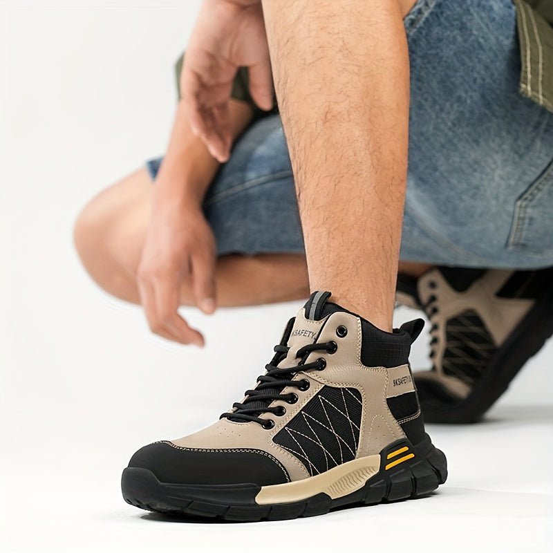 Botas De Seguridad Para El Trabajo De Construcción Industrial Duraderas Con Puntera De Acero Y Resistencia A La Perforación Y Al Deslizamiento Para Hombres, Con Cordones - SACASUSA