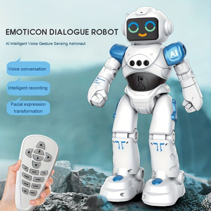 Intelligent Robots Toy, 2.4Ghz Control Remoto Robot Juguete Con Música Y Ojos LED, Programación Inteligente Conversación De Voz Transformación De Expresión Facial Juguete - SACASUSA