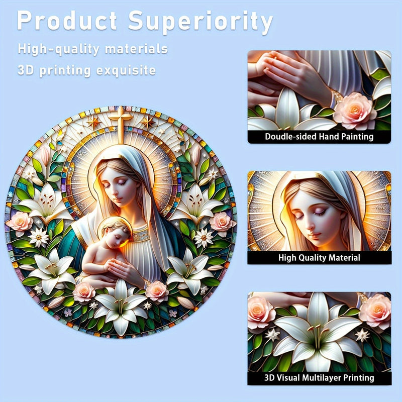 Sol Catcher Acrílico Virgen María de 15 cm - Decoración Art Deco de Pared, Versátil para Hogar y Jardín - SACASUSA