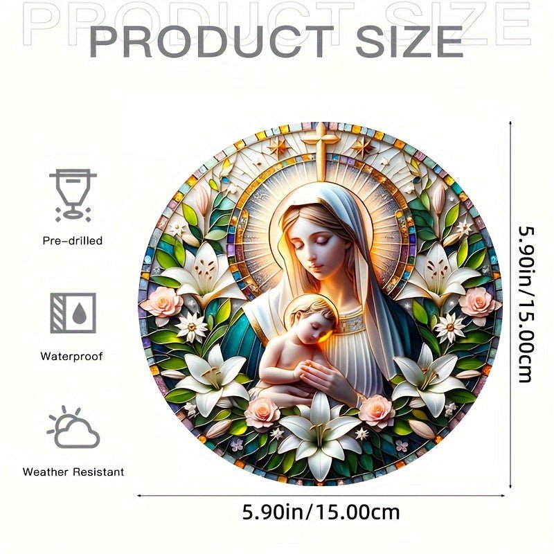 Sol Catcher Acrílico Virgen María de 15 cm - Decoración Art Deco de Pared, Versátil para Hogar y Jardín - SACASUSA