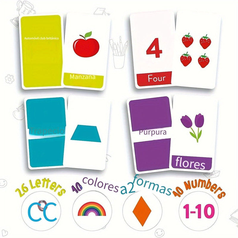 Tarjeta Flash De Aprendizaje Para Niños Pequeños De 2 A 4 Años, Juego De Palabras A La Vista, Juguete De Aprendizaje, Tarjetas Educativas Preescolares Para Niños Pequeños Y Aprender Colores, Formas De Números, Animales, Letras ABC, 58 Tarjetas De Imágenes - SACASUSA