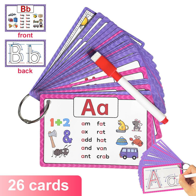 Tarjetas De Aprendizaje De Fonética Del Alfabeto Reutilizables Para Niños: ¡Aprende Las Letras Del ABC Y Las Palabras CVC Con Práctica De Escritura! - SACASUSA