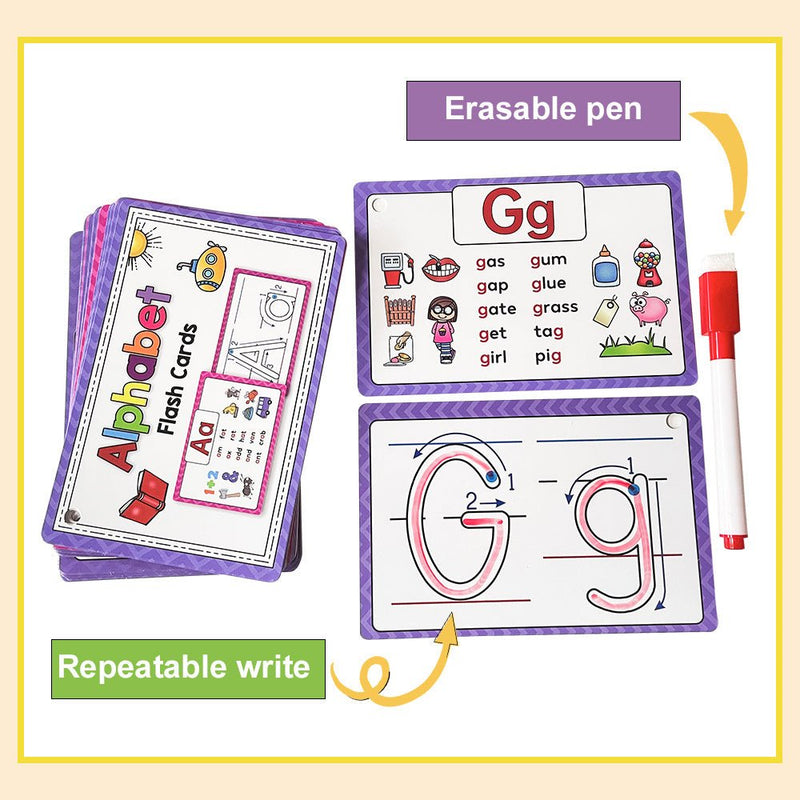 Tarjetas De Aprendizaje De Fonética Del Alfabeto Reutilizables Para Niños: ¡Aprende Las Letras Del ABC Y Las Palabras CVC Con Práctica De Escritura! - SACASUSA