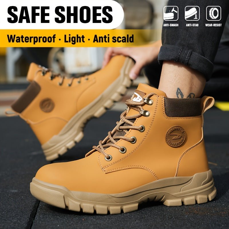 Un par de botas de seguridad para hombres con punta de acero, resistentes a los impactos y a las perforaciones, ideales para actividades al aire libre y aventuras laborales - SACASUSA