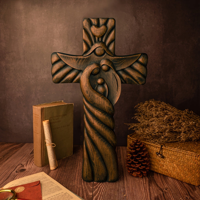 1 Cruz De Pared, Cruz De Pared De La Sagrada Familia, Cruz De Madera, Arte Religioso, Decoración De Pared De La Habitación Del Hogar, Regalo Para Familiares Y Amigos, Regalo De Vacaciones, Suministros De Pascua, Suministros Para El Hogar - SACASUSA