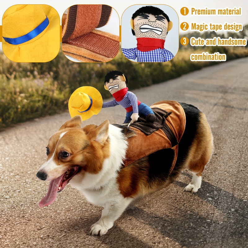 1 Pieza De Disfraces De Halloween Para Perros Medianos Y Grandes, Disfraz De Vaquero Para Perros, Ropa Para Perros Estilo Caballero Con Muñeca Y Sombrero Para El Disfraz De Mascota Del Día De Halloween - SACASUSA