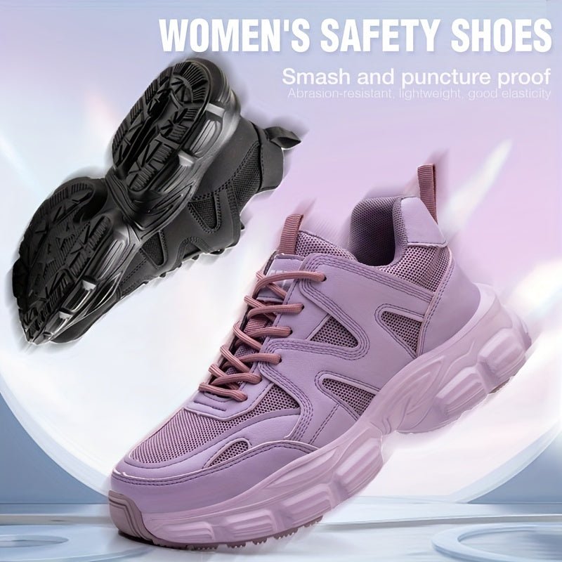 1 pieza de zapatos de protección laboral para mujer, puntera de acero, antiimpacto y antipinchazos, ligeros, de moda, zapatos de trabajo de seguridad para mujer, oficina, zapatos de altura 1,57 pulgadas. - SACASUSA