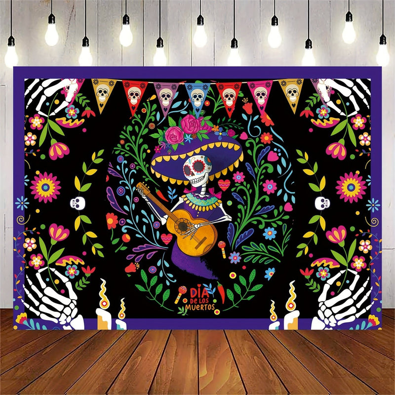 1 Pieza, Suministros Para Fiesta Del Día De Los Muertos, Pancarta De Fondo De Tela Extra Grande Para El Día De Los Muertos, Decoración De Fiesta, Fondo De Fotomatón, Pancarta De Fondo De Calavera - SACASUSA