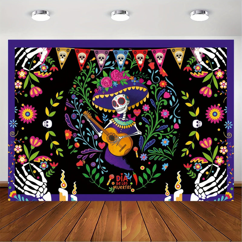 1 Pieza, Suministros Para Fiesta Del Día De Los Muertos, Pancarta De Fondo De Tela Extra Grande Para El Día De Los Muertos, Decoración De Fiesta, Fondo De Fotomatón, Pancarta De Fondo De Calavera - SACASUSA