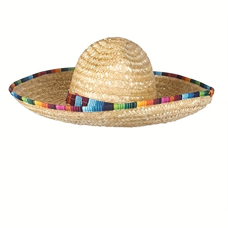 1 Sombrero Mexicano De 18.0 In De Ancho Para Adultos Con Ribete De Sarape, Sombrero Auténtico Para Sombrero De Paja Del Cinco De Mayo Con Banda De Sarape, Disfraz De Sarape Mexicano Para Adultos - SACASUSA