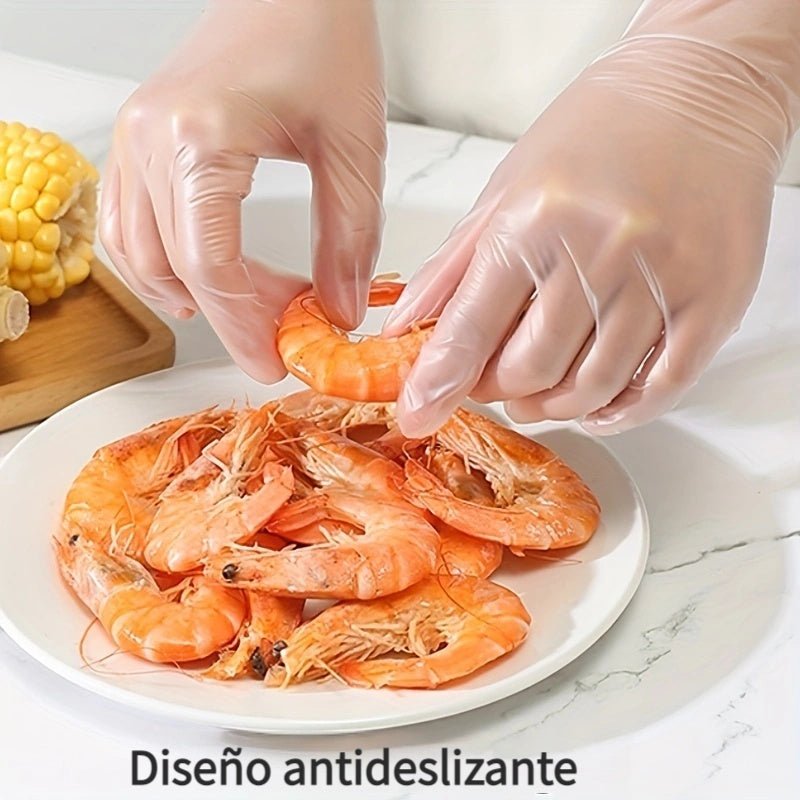 100 Uds, Guantes Desechables De PVC De Calidad Alimentaria Para Catering, Látex Para Hornear, Goma Transparente Gruesa, Nitrilo, Protección Especial Para Cocina - SACASUSA