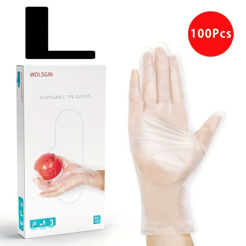 100pcs Guantes Transparentes De TPE Desechables, Guantes Para Teñir El Cabello, Guantes Resistentes Al Aceite De Cocina De Grado Alimenticio, Guantes Desechables Universales Para Hornear - SACASUSA