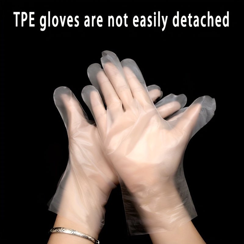 100pcs Guantes Transparentes De TPE Desechables, Guantes Para Teñir El Cabello, Guantes Resistentes Al Aceite De Cocina De Grado Alimenticio, Guantes Desechables Universales Para Hornear - SACASUSA