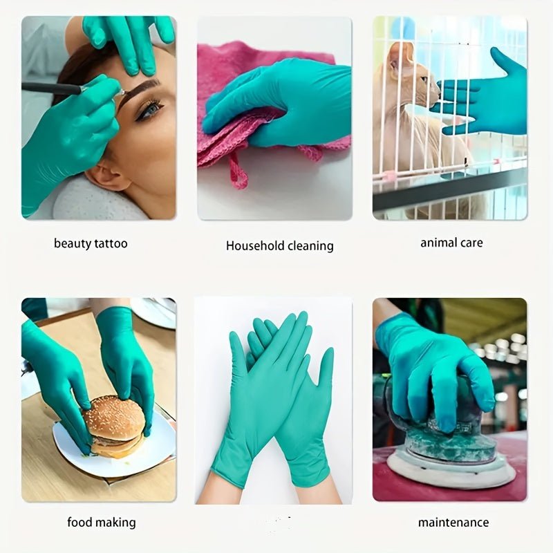 10/30/40/60/100pcs Guantes Desechables De Nitrilo Verde De Alta Elasticidad Y Espesor, Impermeables Y Antiestáticos, Guantes De Trabajo Multifuncionales, Herramientas De Cocina Para Cocinar, Guantes Desechables Verdes, Guantes De Protección Laboral - SACASUSA