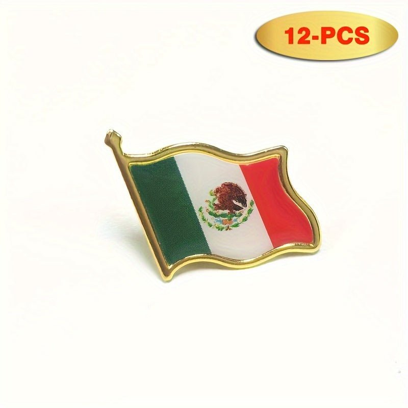 12/24 Uds. Broche Con Forma De Bandera Nacional De México, Insignias De Metal, Alfileres De Medalla Conmemorativa De La Bandera Nacional - SACASUSA