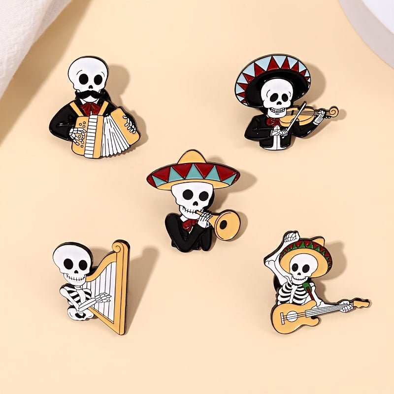 1/2/3/5 Uds Broche De Alfileres Esmaltados De Concierto Mexicano, Broches De Arpa De Violín De Acordeón Insignias De Solapa, Regalo De Estilo Gótico - SACASUSA