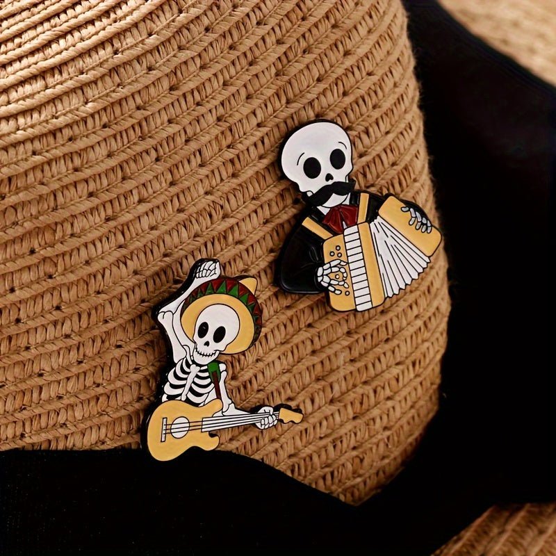 1/2/3/5 Uds Broche De Alfileres Esmaltados De Concierto Mexicano, Broches De Arpa De Violín De Acordeón Insignias De Solapa, Regalo De Estilo Gótico - SACASUSA