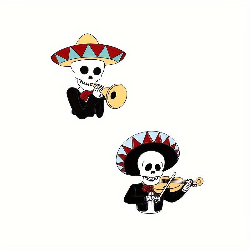 1/2/3/5 Uds Broche De Alfileres Esmaltados De Concierto Mexicano, Broches De Arpa De Violín De Acordeón Insignias De Solapa, Regalo De Estilo Gótico - SACASUSA