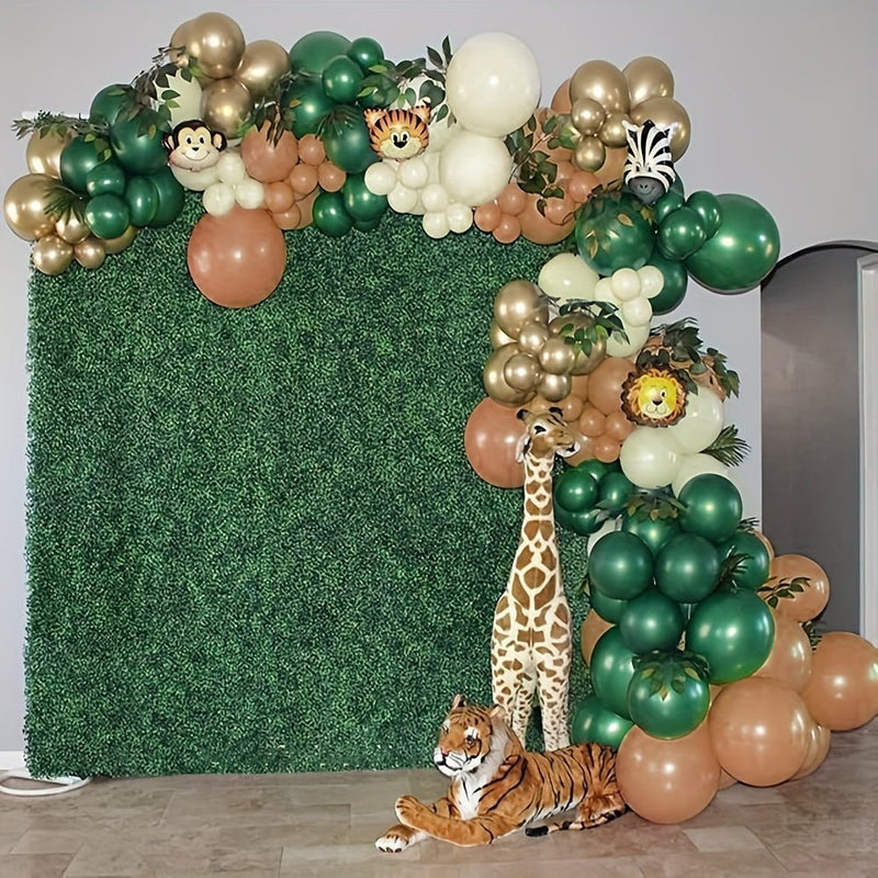 128 Piezas, Juego De Arco Floral De Globos De Selva Safari, Globos Verde Salvia Y Marrón Con Estampado Animal, Adecuado Para Suministros De Fiesta Temática Tropical Salvaje, Primer Cumpleaños, Bautismo, Boda, Graduación,(juego De Globos De Safari) - SACASUSA