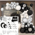 131pcs, Conjunto De Arco De Corona De Globos Negros Plateados Y Blancos Con Globos De Estrella Plateados Para Cumpleaños, Bodas, Compromisos, Aniversarios, Ceremonias De Graduación, Decoración De Soltera De Novia, Decoración De Fiesta - SACASUSA