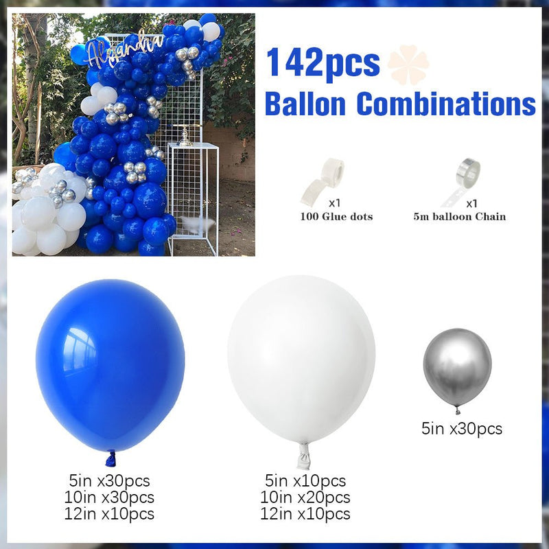 140 Uds., Kit De Arco De Guirnalda De Globos Blancos Azules Para Decoración De Fondo De Fiesta De Cumpleaños - SACASUSA