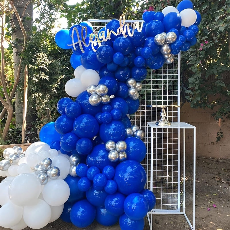 140 Uds., Kit De Arco De Guirnalda De Globos Blancos Azules Para Decoración De Fondo De Fiesta De Cumpleaños - SACASUSA