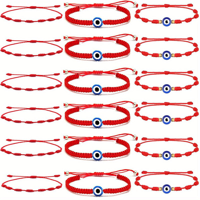 18 Pulseras Rojas Para Mujer, Ojo Del Diablo, Nudo Rojo, Pulsera De Cuerda, Protección De Amuleto, Pulsera De Amistad De Buena Suerte, Pulsera Mexicana Ajustable, Joyería De Mano De Amistad De Playa De Verano - SACASUSA