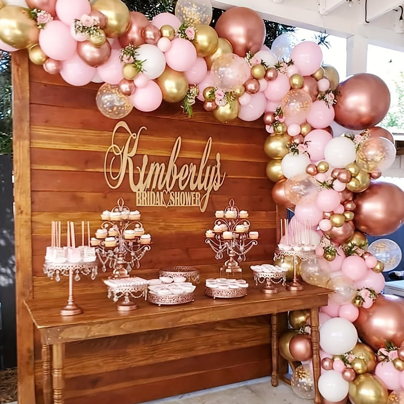 198 Piezas, DIY Rosa Dorado Rosa Blanco Globo Guirnalda Arco Conjunto Confeti Globos Bautismo Boda Princesa Cumpleaños Aniversario Compromiso Despedida De Soltera Fiesta Globos Decoración Suministros De Fiesta - SACASUSA