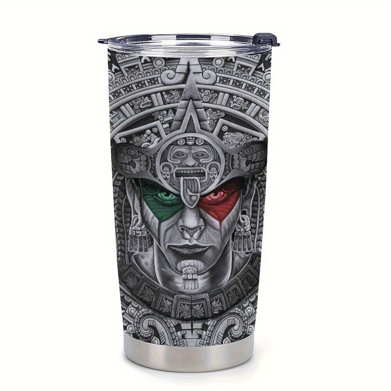 1pc 20oz Estilo Metálico Azteca México Regalos Para Esposo, Hijo, Regalos De San Valentín Cumpleaños, Taza De Tumbler Azteca Mexicana, Taza De Café De Viaje Con Tapa - SACASUSA