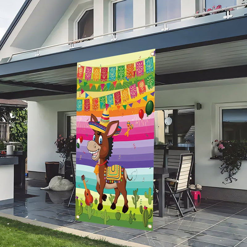 1pc, 70x35 Pulgadas, Banner De Cubierta De Puerta, Vinilo, Pin The Tail On The Donkey, Cola De Burro Mexicana, Fiesta De Cinco De Mayo, Fiesta Mexicana, Decoraciones De Fiesta Temática De Carnaval, Suministros De Cumpleaños Para Niños - SACASUSA